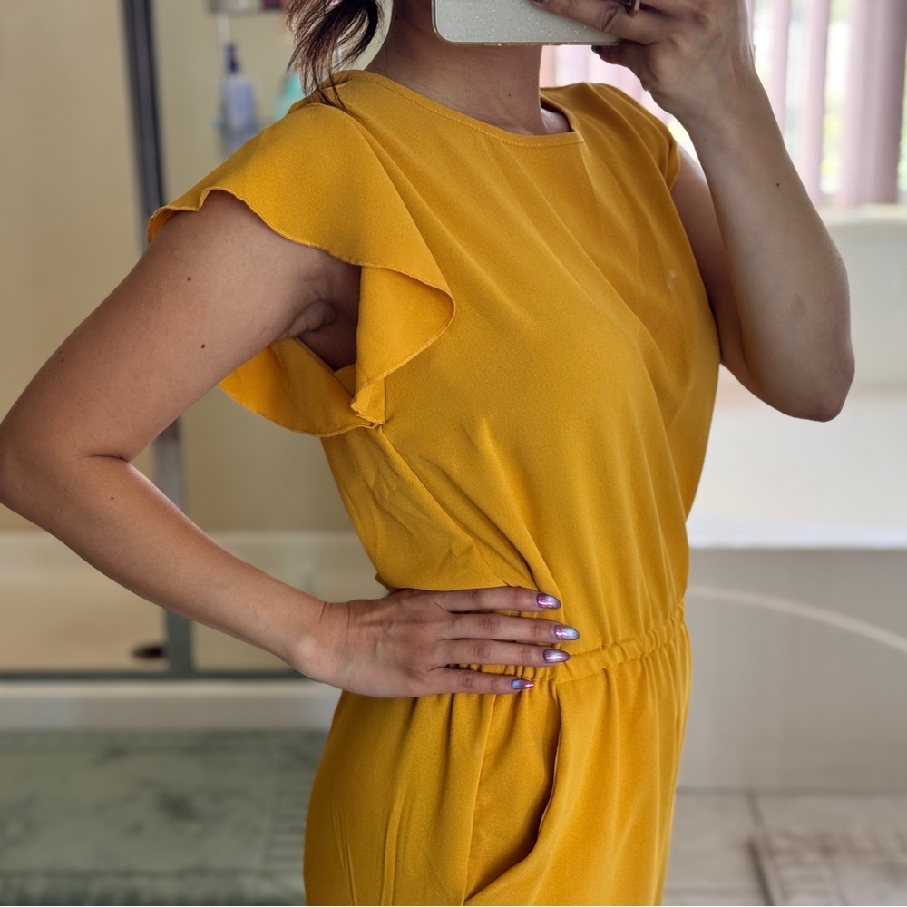 Rachel Zoe Yellow Jumpsuit with Flutter Cap Sleeves